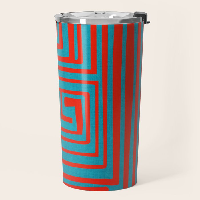 Vibrant Colors OP Art Teal Red Abstract Travel Mug Gallery Image 2