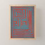 Vibrant Colors OP Art Teal Red Abstract Mini Art Print Gallery Image 1
