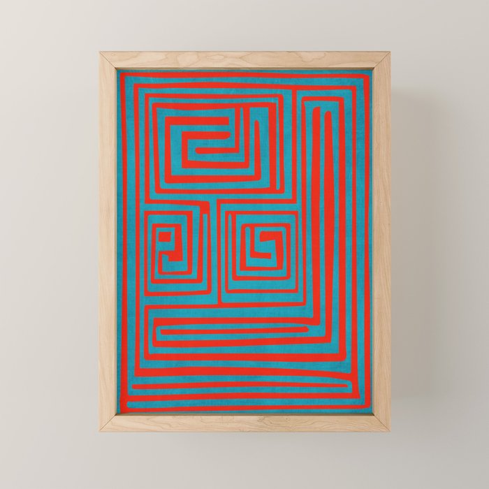 Vibrant Colors OP Art Teal Red Abstract Mini Art Print Gallery Image 1