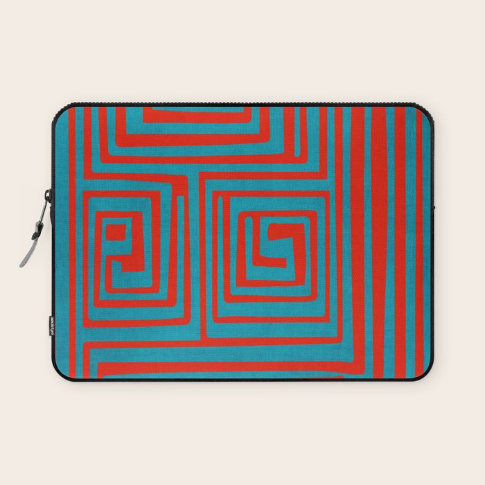 Vibrant Colors OP Art Teal Red Abstract Laptop Sleeve Gallery Image 1