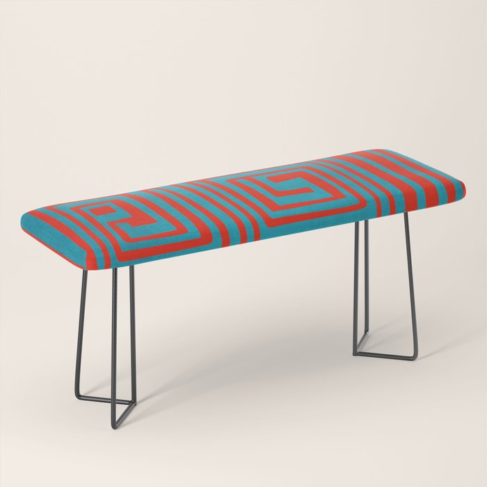 Vibrant Colors OP Art Teal Red Abstract Bench Gallery Image 1