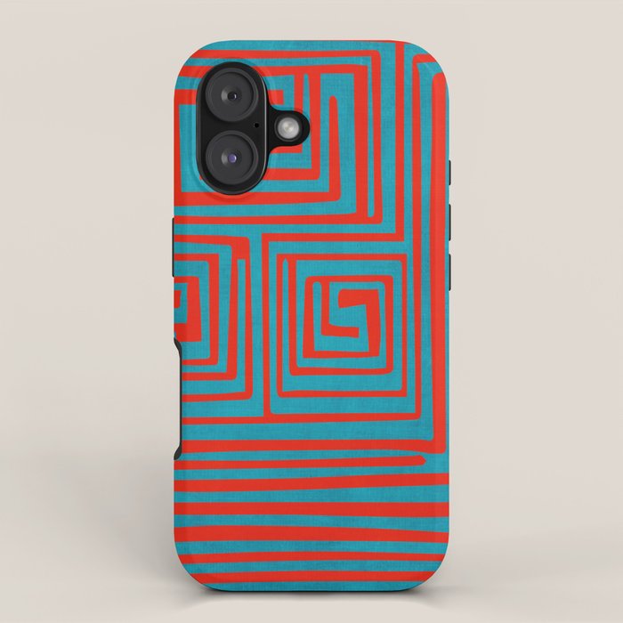 Vibrant Colors OP Art Teal Red Abstract iPhone Case Gallery Image 1
