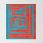 Vibrant Colors OP Art Teal Red Abstract Throw Blanket Gallery Image 2