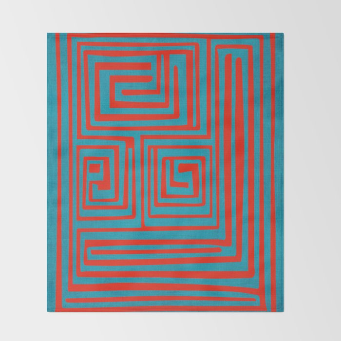 Vibrant Colors OP Art Teal Red Abstract Throw Blanket Gallery Image 2