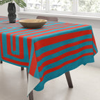 Vibrant Colors OP Art Teal Red Abstract Tablecloth Gallery Image 3