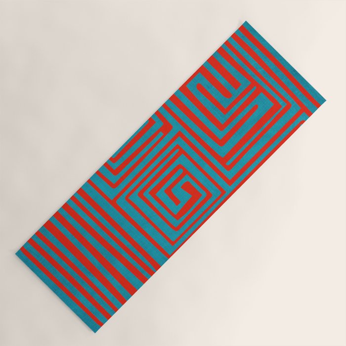 Vibrant Colors OP Art Teal Red Abstract Yoga Mat Gallery Image 1