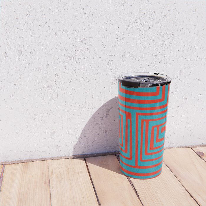 Vibrant Colors OP Art Teal Red Abstract Travel Mug Gallery Image 4