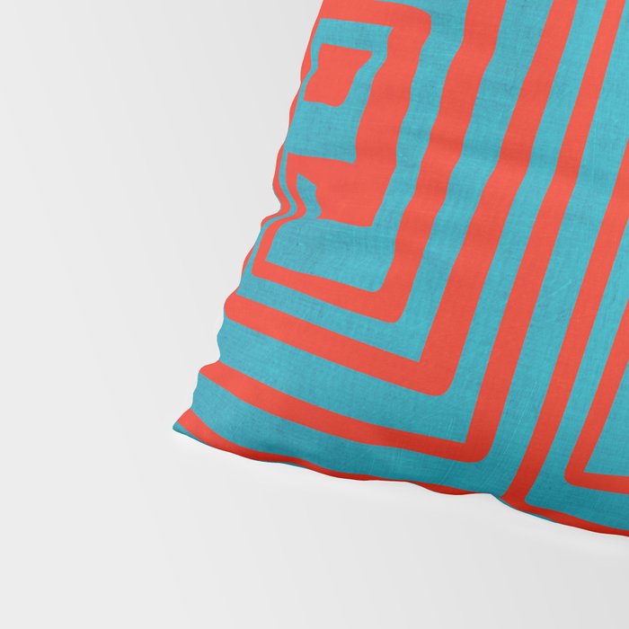 Vibrant Colors OP Art Teal Red Abstract Pillow Sham Gallery Image 4