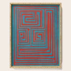Vibrant Colors OP Art Teal Red Abstract Serving Tray Gallery Image 1