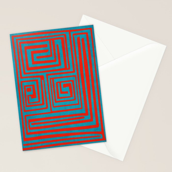 Vibrant Colors OP Art Teal Red Abstract Stationery Card Gallery Image 2