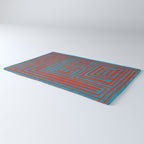 Vibrant Colors OP Art Teal Red Abstract Rug Gallery Image 3