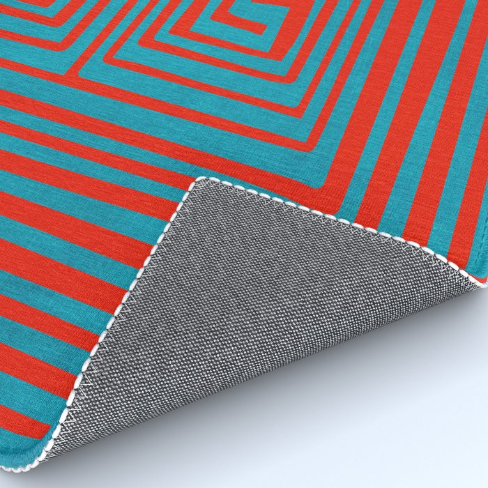 Vibrant Colors OP Art Teal Red Abstract Rug Gallery Image 4