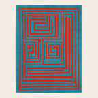 Vibrant Colors OP Art Teal Red Abstract Poster Gallery Image 4