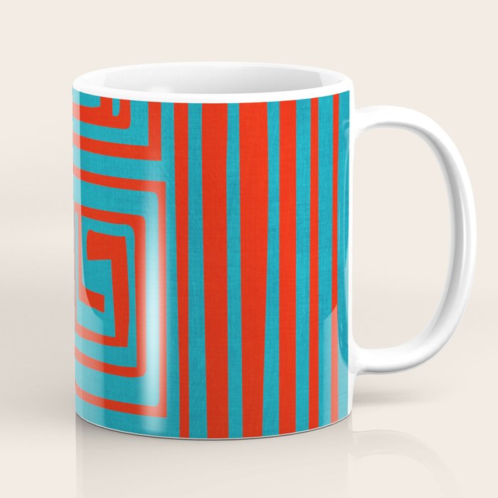 Vibrant Colors OP Art Teal Red Abstract Coffee Mug Gallery Image 1