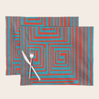Vibrant Colors OP Art Teal Red Abstract Placemat Gallery Image 1