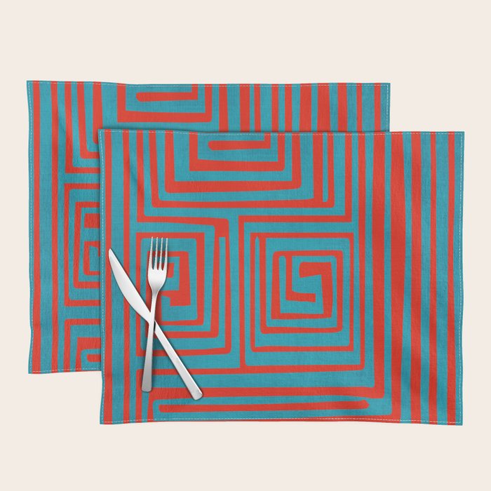 Vibrant Colors OP Art Teal Red Abstract Placemat Gallery Image 1