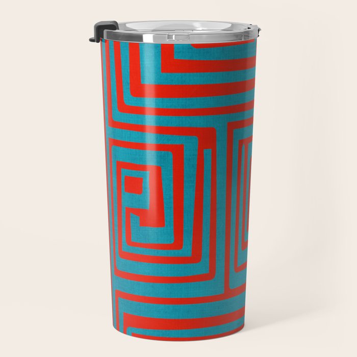 Vibrant Colors OP Art Teal Red Abstract Travel Mug Gallery Image 3