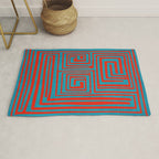 Vibrant Colors OP Art Teal Red Abstract Rug Gallery Image 1