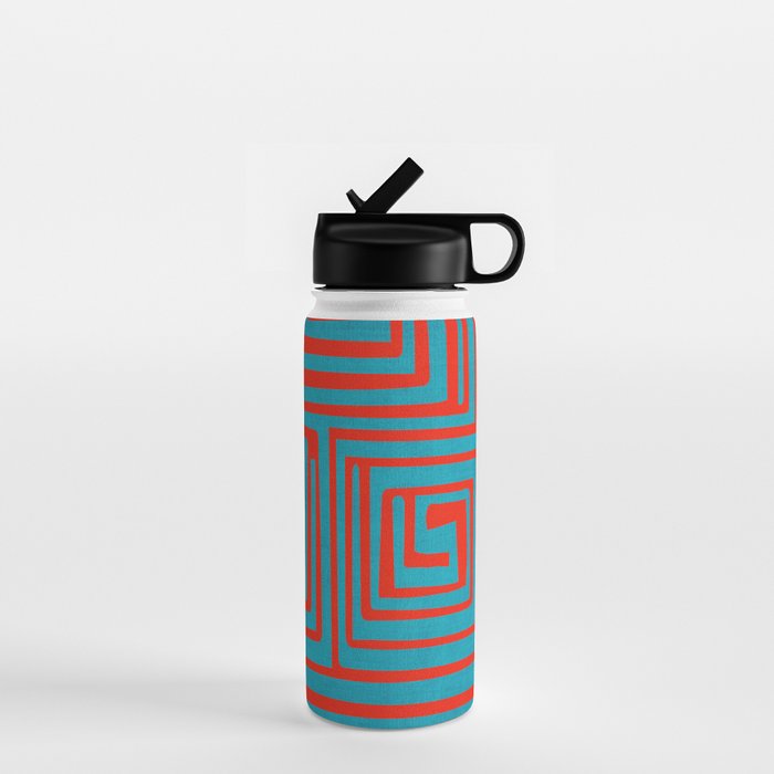 Vibrant Colors OP Art Teal Red Abstract Water Bottle Gallery Image 1