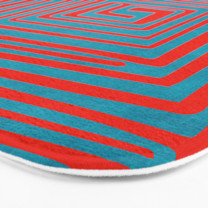 Vibrant Colors OP Art Teal Red Abstract Bath Mat Gallery Image 3