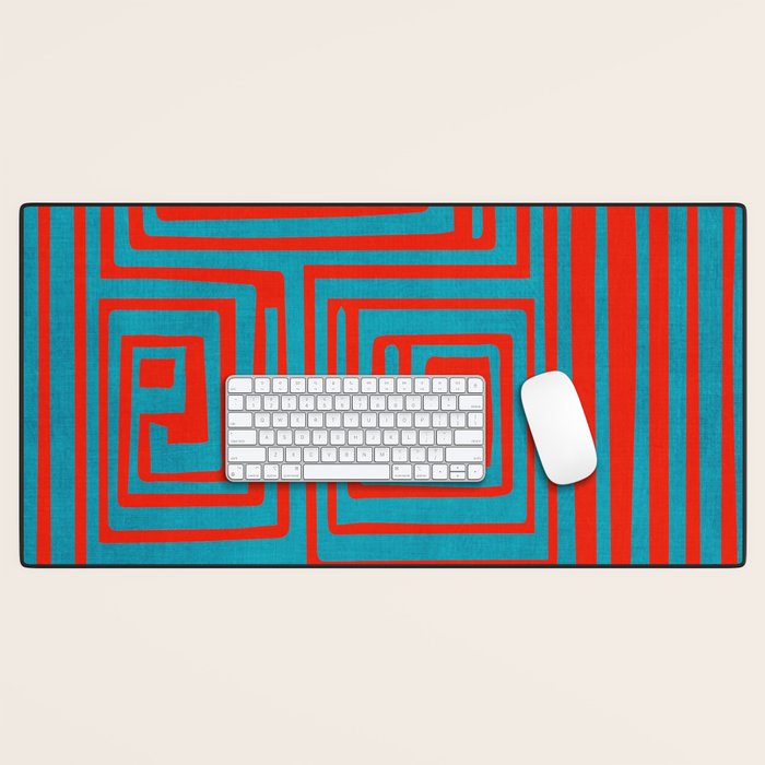 Vibrant Colors OP Art Teal Red Abstract Desk Mat Gallery Image 1