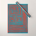 Vibrant Colors OP Art Teal Red Abstract Wrapping Paper Gallery Image 1