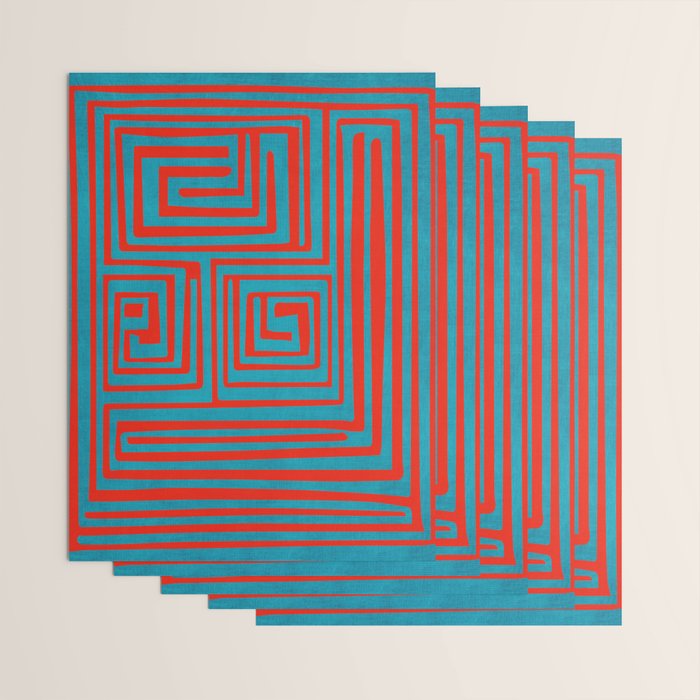 Vibrant Colors OP Art Teal Red Abstract Wrapping Paper Gallery Image 3