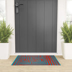 Vibrant Colors OP Art Teal Red Abstract Welcome Mat Gallery Image 3