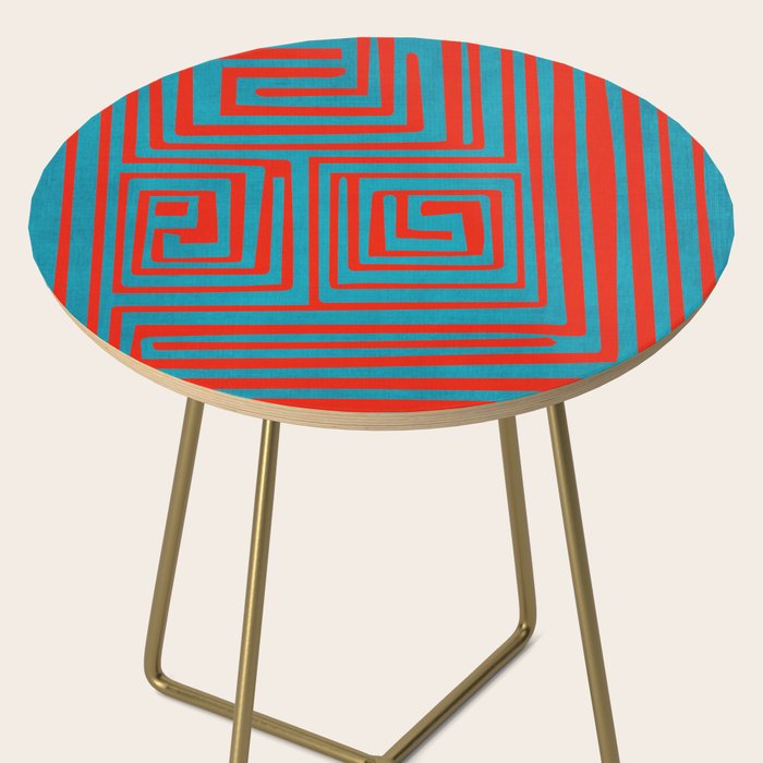 Vibrant Colors OP Art Teal Red Abstract Side Table Gallery Image 2