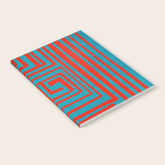 Vibrant Colors OP Art Teal Red Abstract Notebook Gallery Image 2