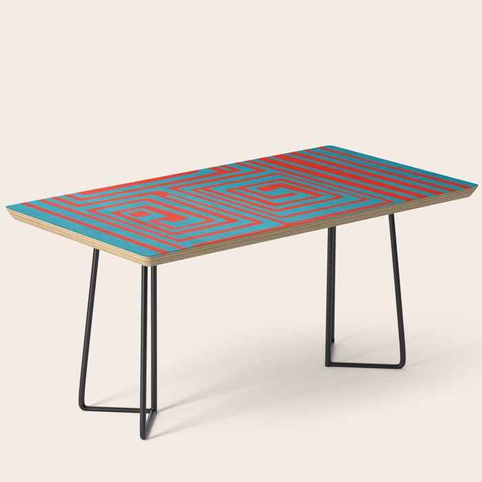 Vibrant Colors OP Art Teal Red Abstract Coffee Table Gallery Image 1