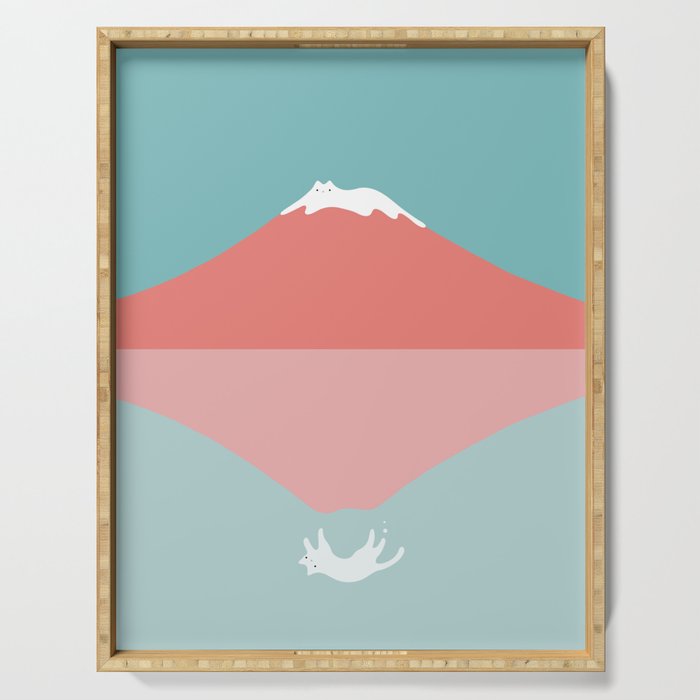 Cat Landscape 194: Reflection Serving Tray Gallery Image 1