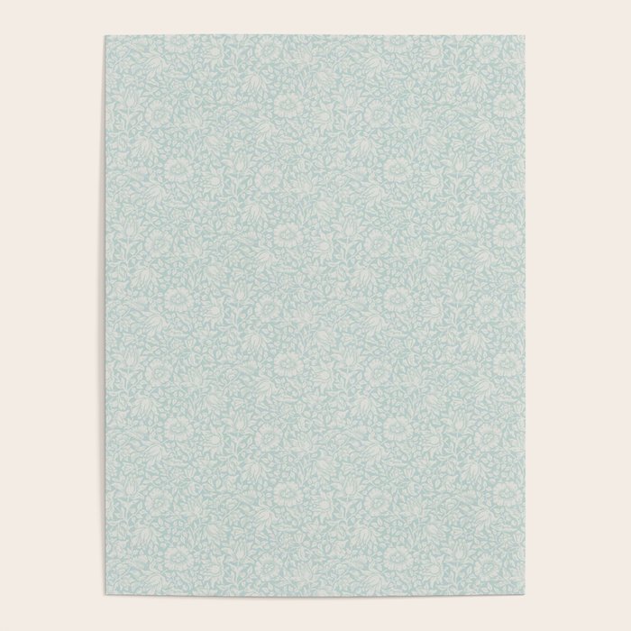 William Morris Mallow Chalk Duck Egg Blue Poster Gallery Image 4