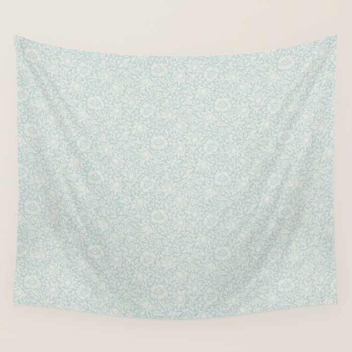 William Morris Mallow Chalk Duck Egg Blue Wall Tapestry Gallery Image 1
