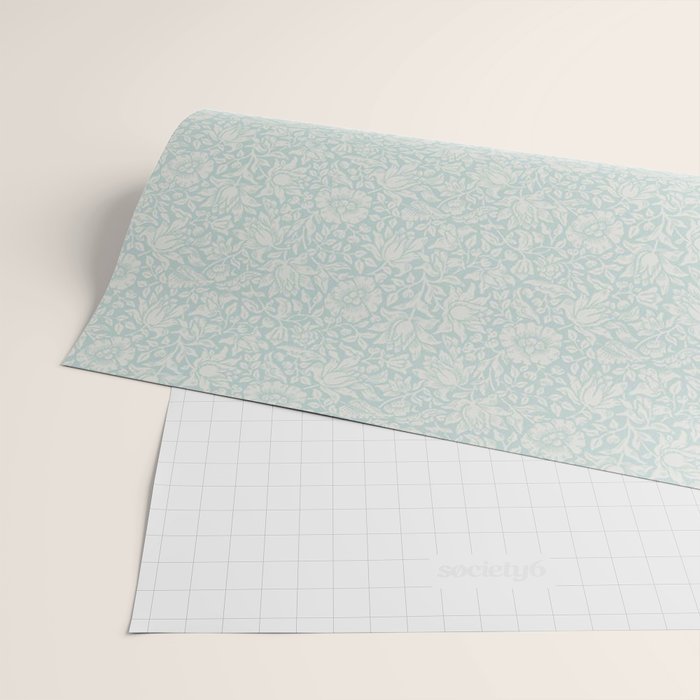 William Morris Mallow Chalk Duck Egg Blue Wrapping Paper Gallery Image 2