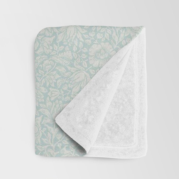 William Morris Mallow Chalk Duck Egg Blue Throw Blanket Gallery Image 3