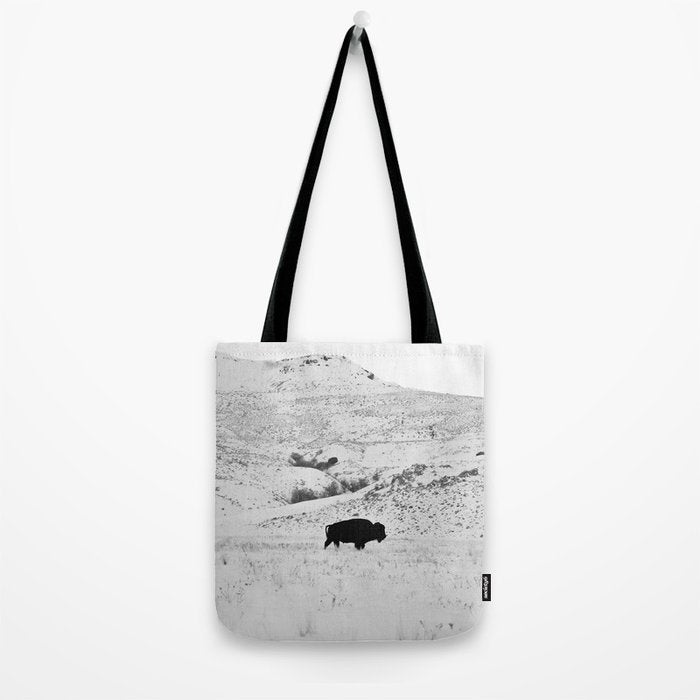 Black and White Bison Tote Bag Gallery Image 2
