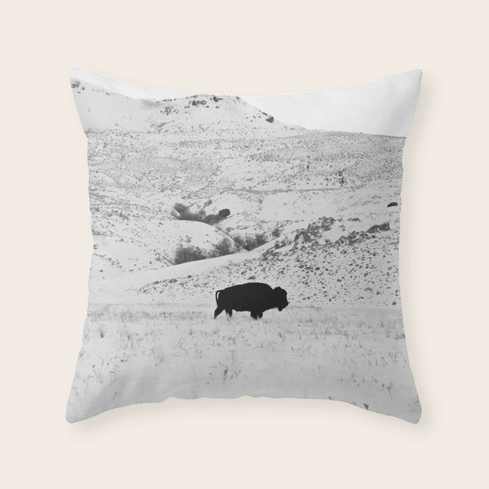 Black and White Bison Throw Pillow Gallery Image 6