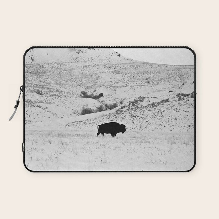 Black and White Bison Laptop Sleeve Gallery Image 1