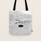 Black and White Bison Tote Bag Gallery Image 1