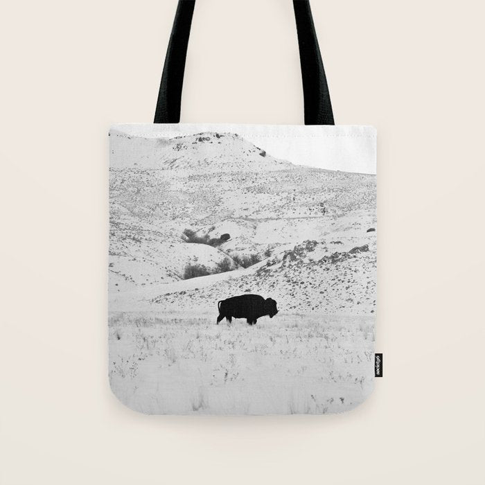 Black and White Bison Tote Bag Gallery Image 1