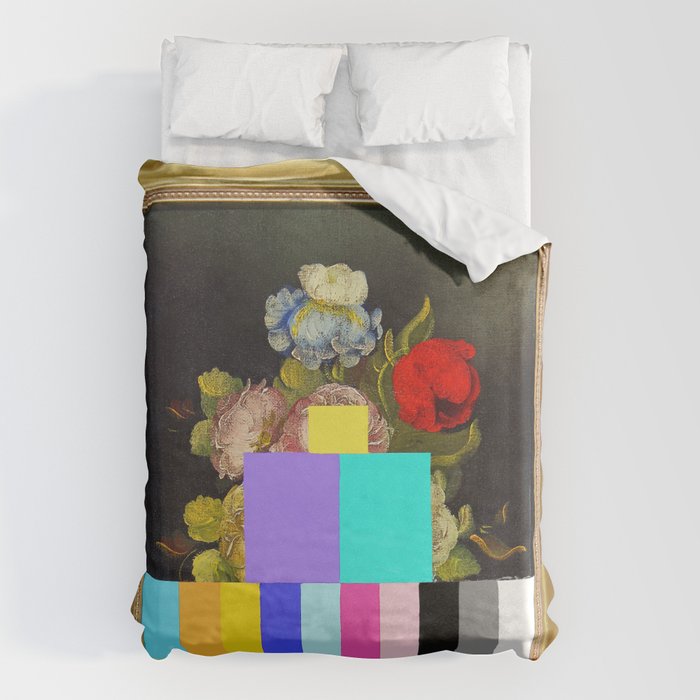 A Painting of Flowers With Color Bars Duvet Cover Gallery Image 6