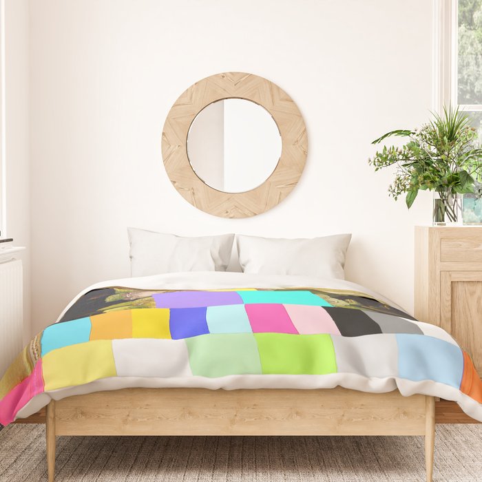 A Painting of Flowers With Color Bars Duvet Cover Gallery Image 3