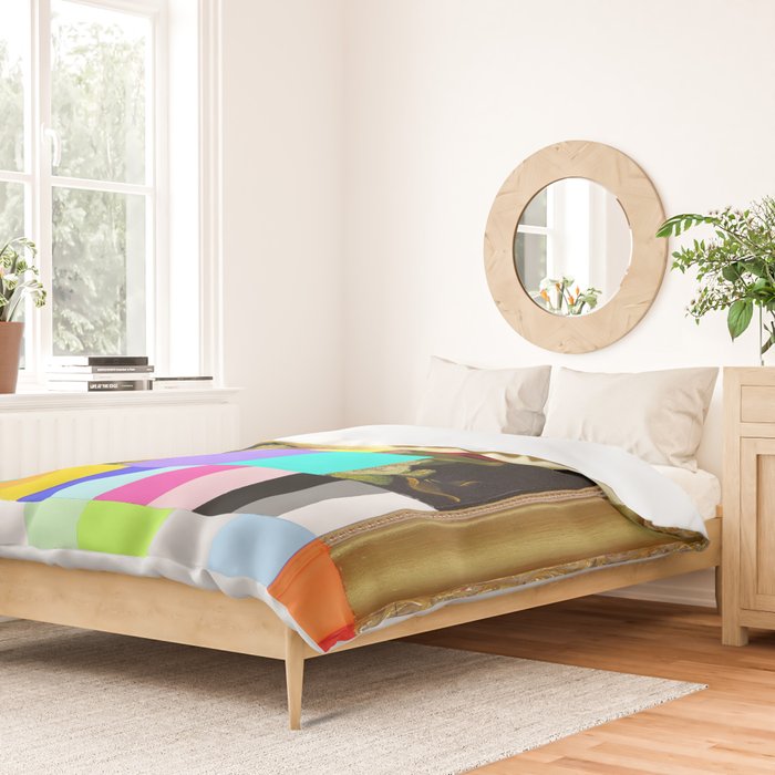 A Painting of Flowers With Color Bars Duvet Cover Gallery Image 2