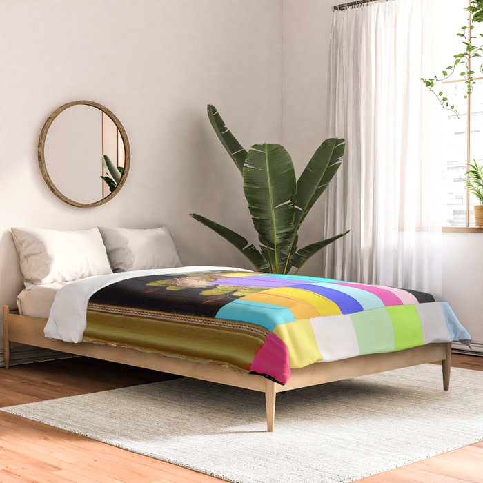 A Painting of Flowers With Color Bars Comforter Gallery Image 2