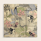 tropical seamless pattern with leopards Wood Wall Art Gallery Image 1