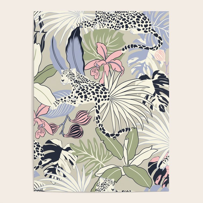 tropical seamless pattern with leopards Poster Gallery Image 4