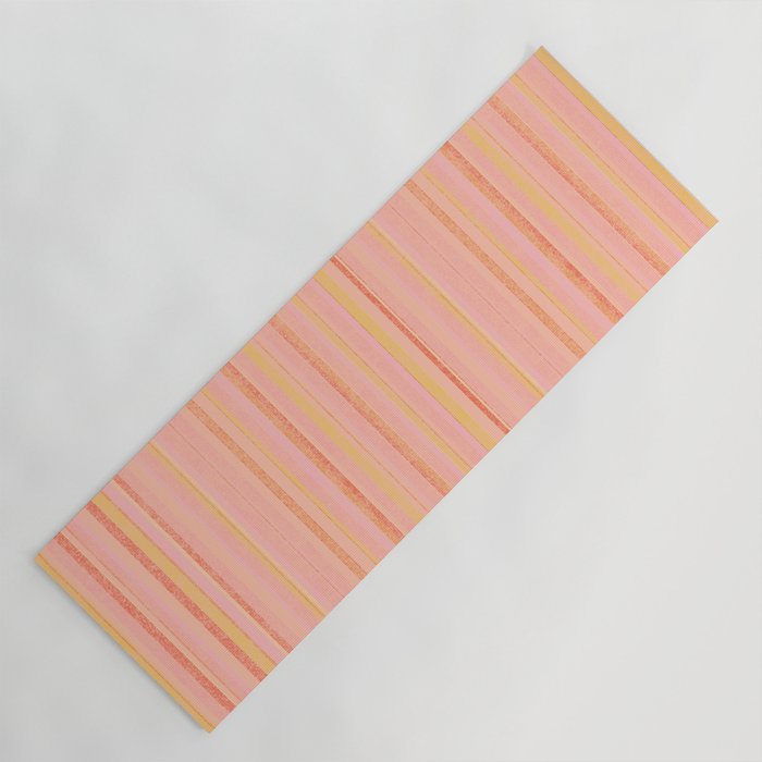 Textured Summer Stripes Pink Orange Yellow Yoga Mat Gallery Image 1