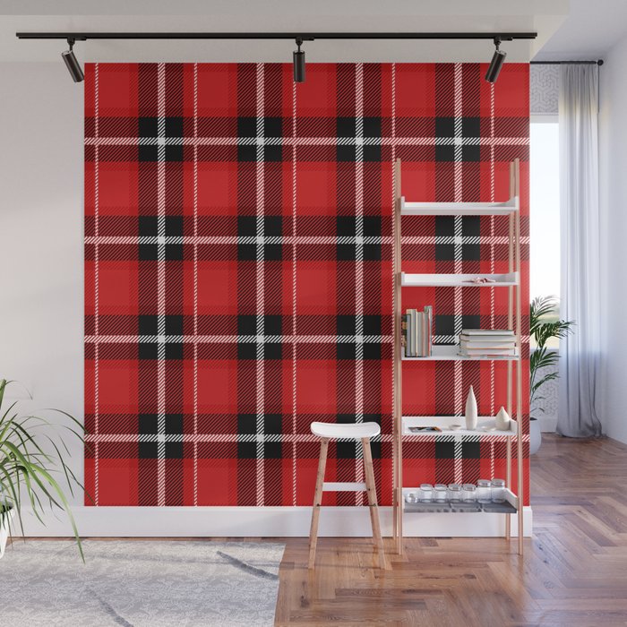 Red + Black Plaid Wall Mural Gallery Image 1