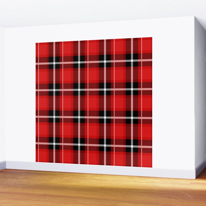Red + Black Plaid Wall Mural Gallery Image 2